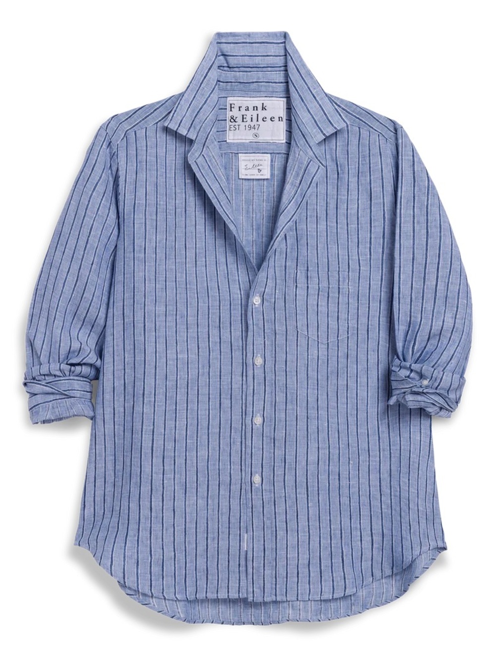 Frank & Eileen Relaxed Navy Striped Button Up Shirt - Picture 2 of 13
